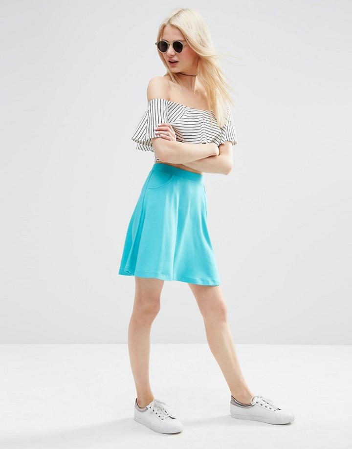 Asos Skater Skirt With Pockets - Bright Teal
