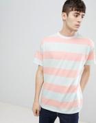 New Look T-shirt In Coral Stripe - Pink
