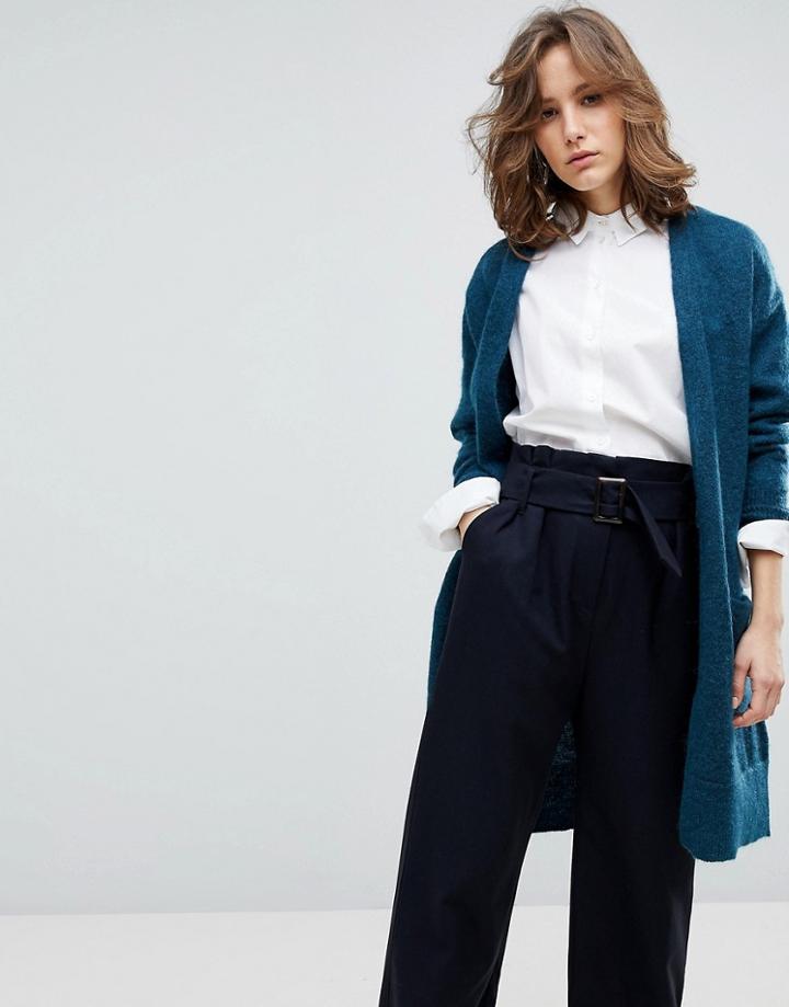 Selected Longline Knitted Cardigan - Green
