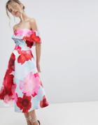 Coast Casis Bardot Floral Printed Volume Dress - Multi