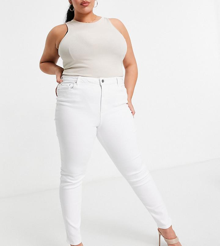 Asos Design Curve High Rise Ridley 'skinny' Jeans In Optic White