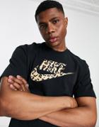 Nike City Made Oversized Leopard Futura Logo T-shirt In Black