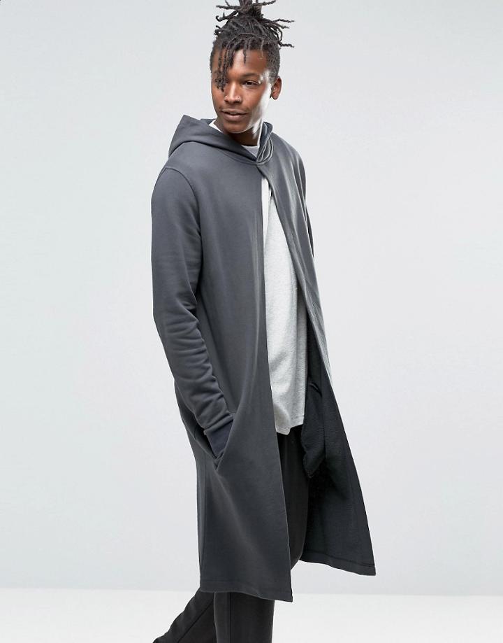 Asos Loungewear Extreme Longline Hoodie With Front Split - Black