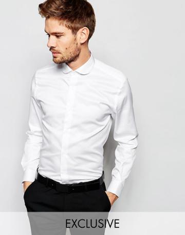 Number Eight Savile Row Exclusive Shirt With Penny Collar In Skinny Fit - White