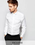 Number Eight Savile Row Exclusive Shirt With Penny Collar In Skinny Fit - White