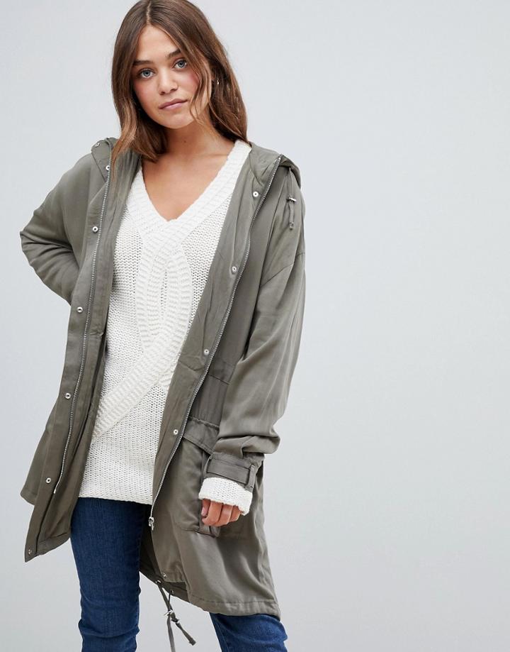 Bellfield Drape Parachute Parka Jacket - Green