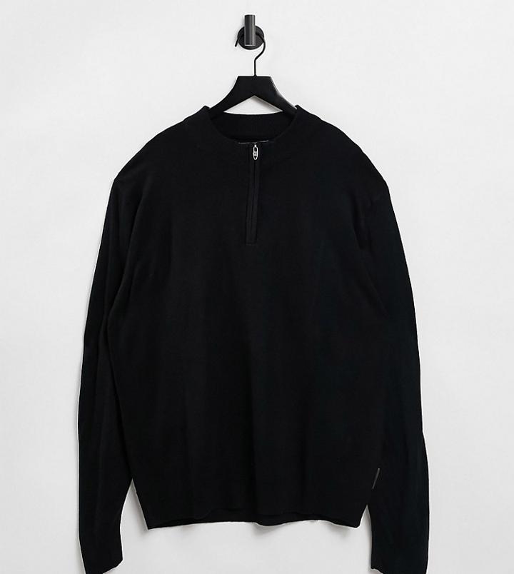 French Connection Plus Soft Touch Half Zip Knit Sweater In Navy
