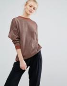 Monki Metallic Sweat Sweater - Gold