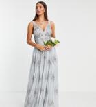 Maya Tall Column Maxi Dress With Embellishment And Low Back In Pale Blue-blues
