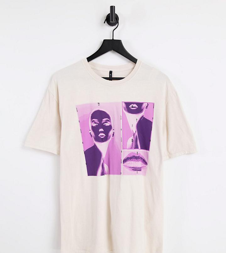 Asyou Oversized T-shirt With Model Graphic Print-multi