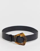Asos Design Abstract Tort Waist And Hip Belt - Black