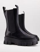 Truffle Collection Super Chunky Sole Calf Chelsea Boots In Black Faux Leather