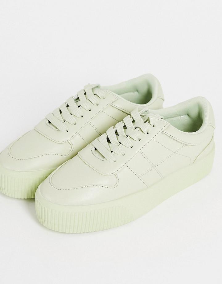 Asos Design Duet Flatform Lace Up Sneakers In Green