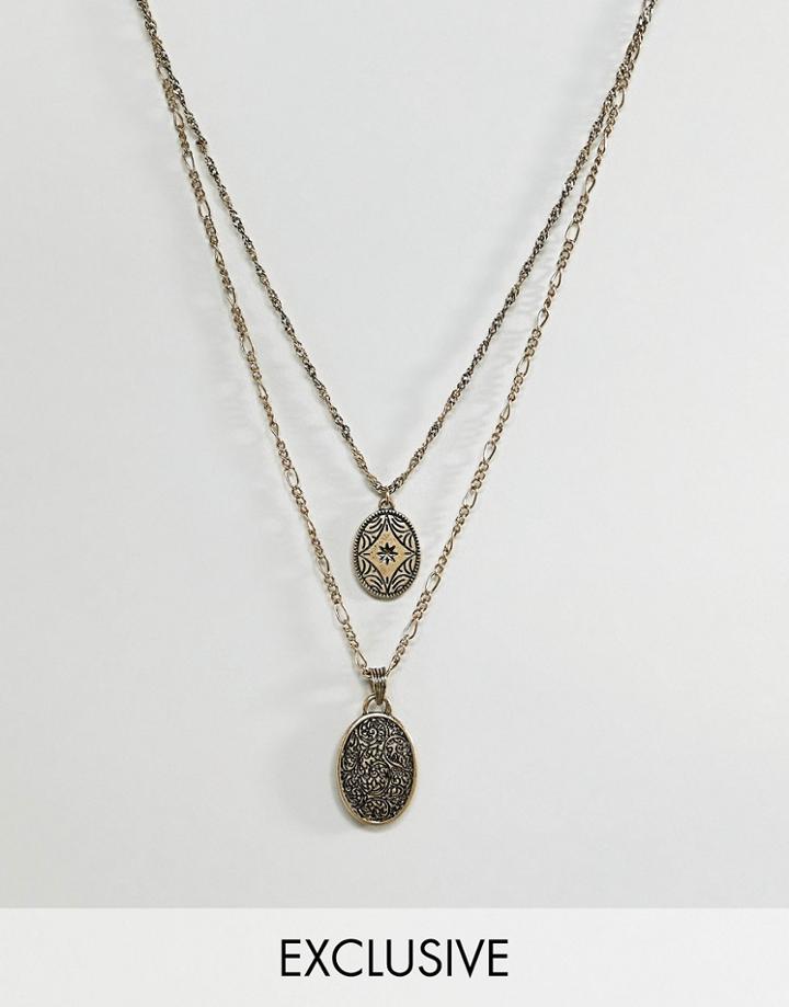 Reclaimed Vintage Inspired Multi Layer Necklace With Coins In Burnished Gold Exclusive To Asos - Gold