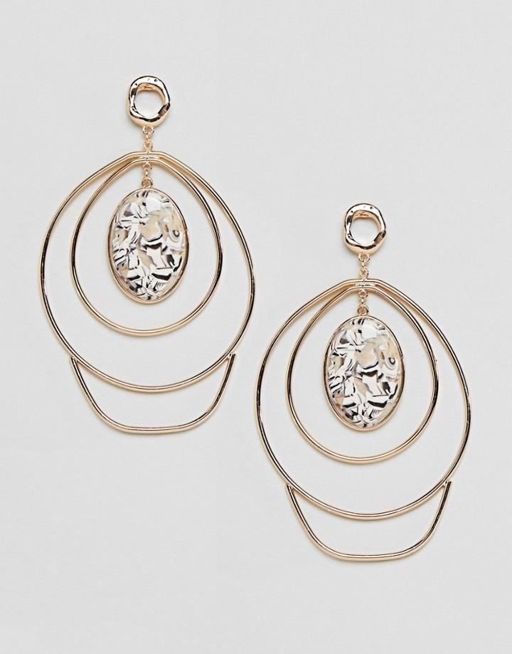 Asos Design Earrings In Abstract Twist Wire Design And Large Stone Detail In Gold - Gold