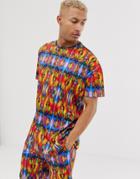 Liquor N Poker Oversized T-shirt With Neon Kaleidoscope Print-pink