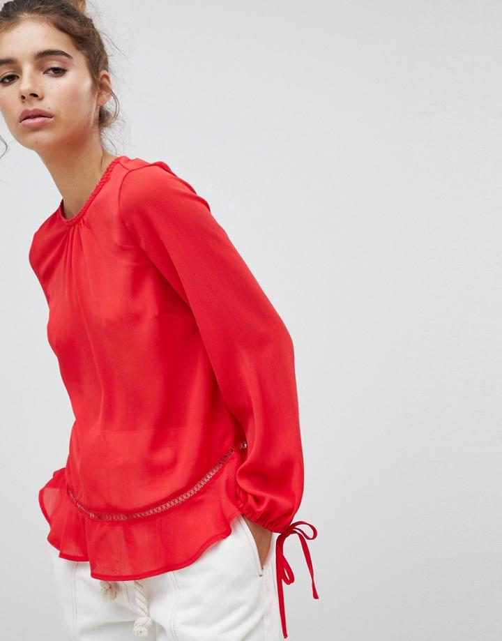 New Look Frill Hem Blouse - Red