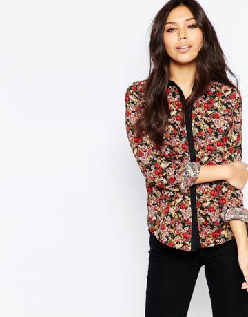 Iska Floral Shirt - Burgandy