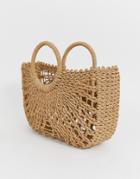 Asos Design Straw Open Weave Basket Bag - Brown