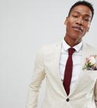 Noak Slim Wedding Suit Jacket In Check-cream