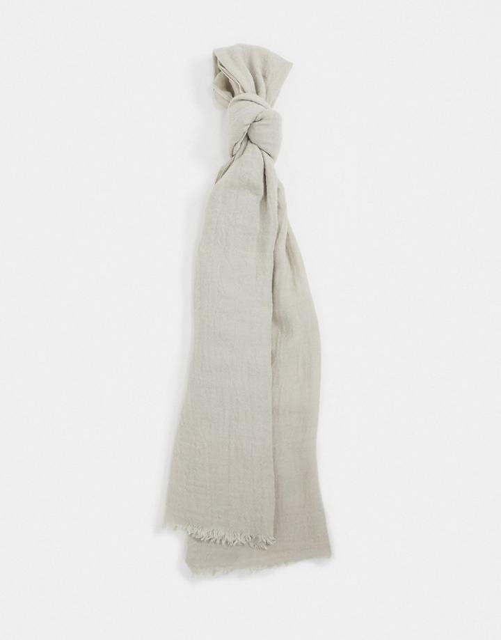Asos Design Wool Mix Lightweight Long Woven Scarf In Beige Marl-neutral