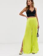 Asos Design Wide Leg With Thigh Split-yellow