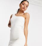 Threadbare Petite Aria One Shoulder Knitted Mini Dress In Off White