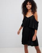 Monki Cami Strap Cold Shoulder Dress - Black
