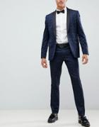 Farah Keeling Floral Slim Fit Suit Pants-navy