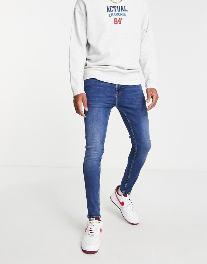 Topman Spray On Jeans In Blue