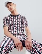 Champion T-shirt With All Over Print In Navy - Navy