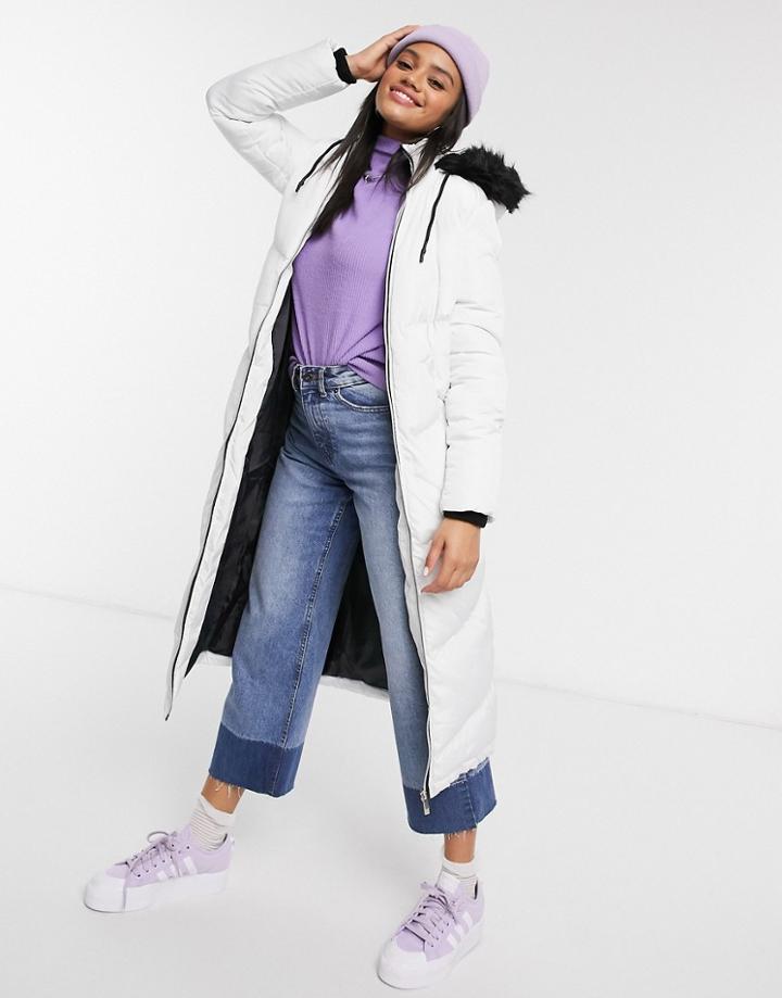 Brave Soul Marcella Maxi Puffer Jacket-white
