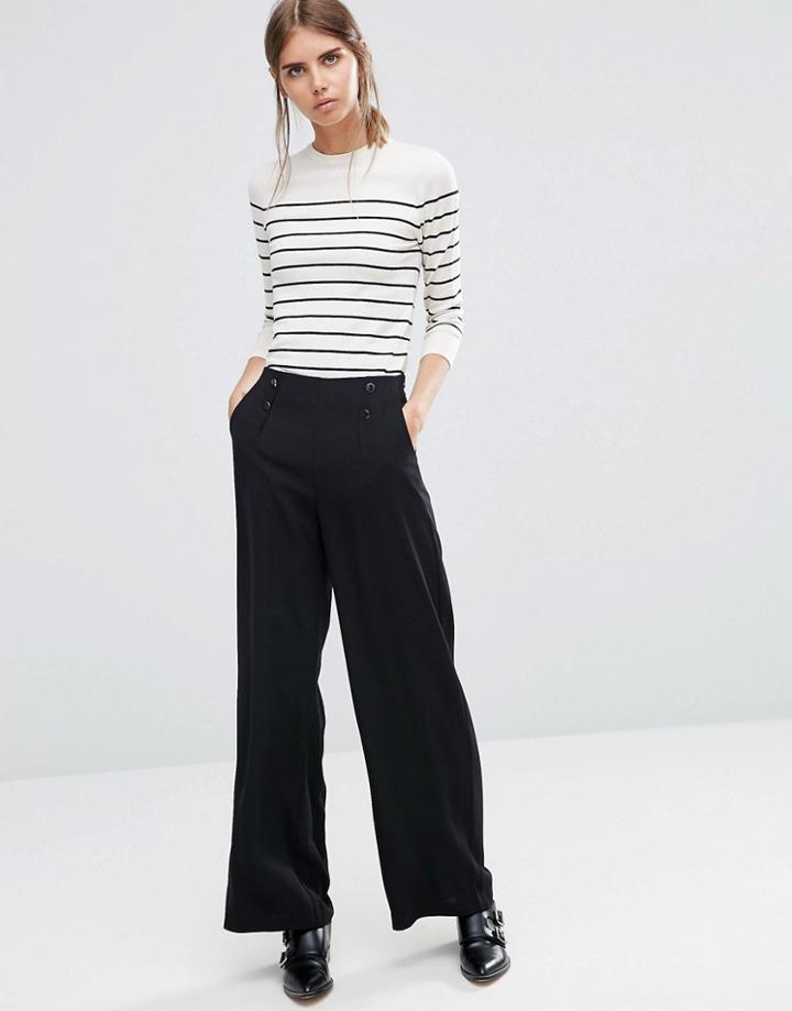 Vila Button Front Nautical Pants - Black