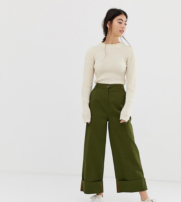 Asos Design Petite Chino With Straight Leg - Green