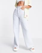 Topshop Wide Leg Jeans With Front Seams In Bleach-blues