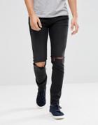 Cheap Monday Tight Black Skinny Jeans With Knee Rip - Black