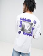 Asos Black Sabbath Oversized Band T-shirt With Half Sleeve And Sleeve Print - White