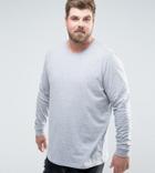 Asos Design Plus Longline Long Sleeve T-shirt With Crew Neck - Gray