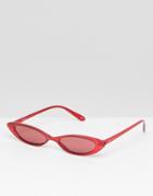 Asos Design Small Cat Eye Fashion Glasses In Tonal Red Lens & Frame - Red