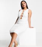 Simmi Plus Cut Out Detail Midi Dress In White