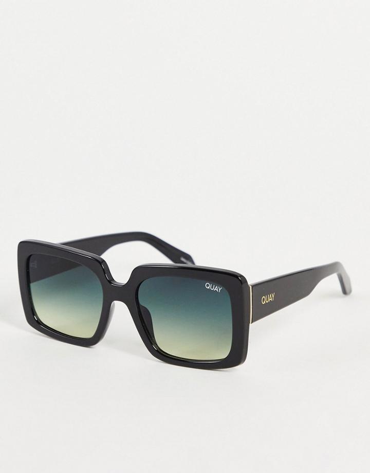 Quay X Paris Hilton Total Vibe Square Sunglasses In Black/green