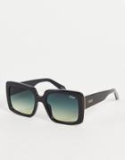 Quay X Paris Hilton Total Vibe Square Sunglasses In Black/green