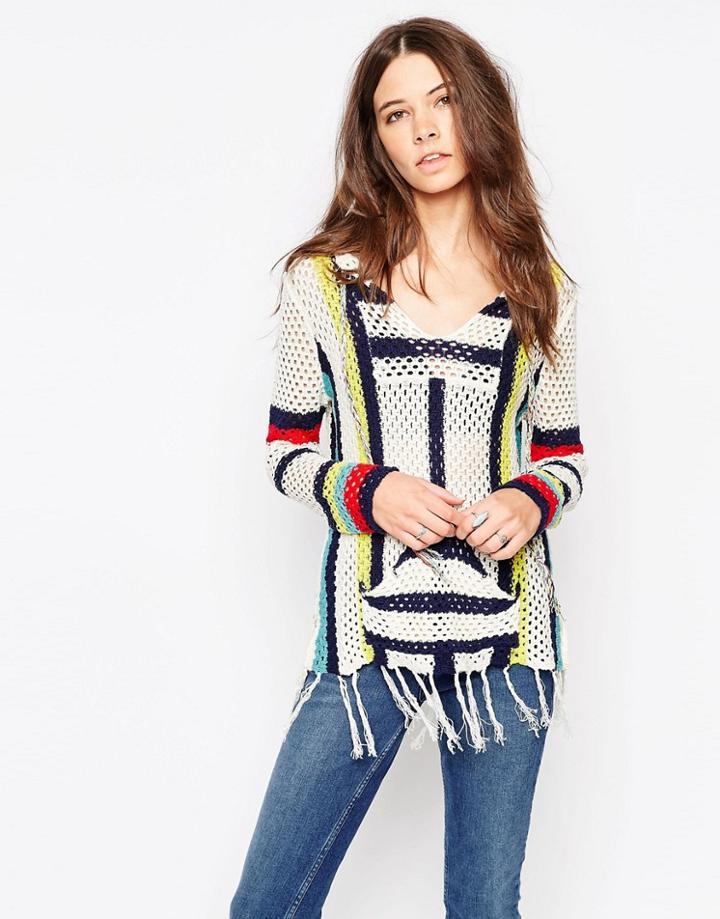 Vintage Havana Fringe Stripe Hoodie - Multi