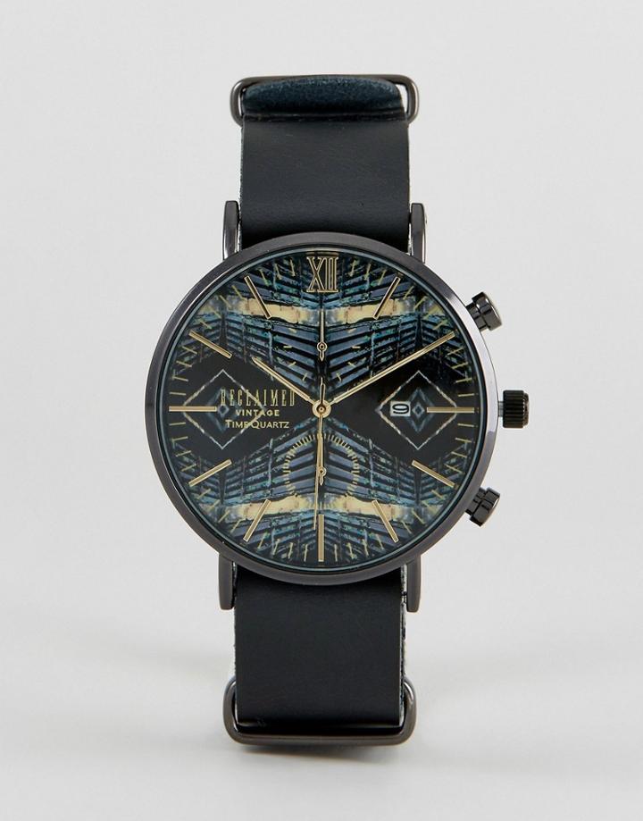 Reclaimed Vintage Inspired Ministry Chronograph Leather Watch In Black Exclusive To Asos - Black