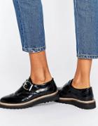 Asos Mindi Leather Flat Monk Shoes - Black