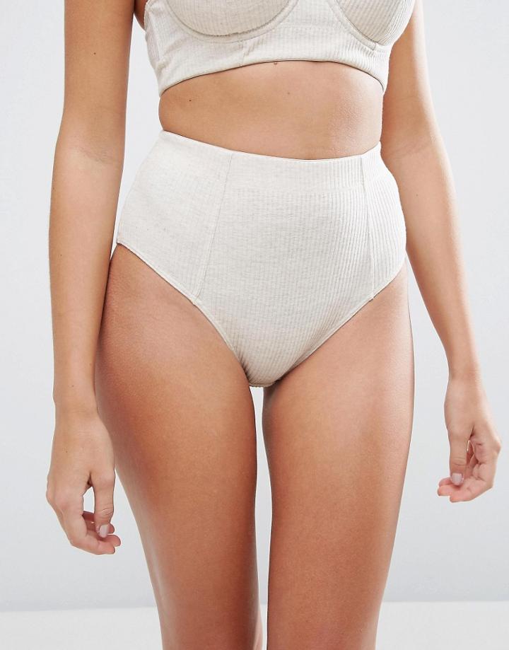 Asos Diaz Jersey Rib High Leg High Waist Pant - Cream