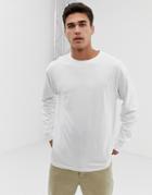 New Look Long Sleeve Cuff T-shirt In White - White