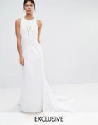 A Star Is Born Embellished Maxi Dress With Satin Skirt - White