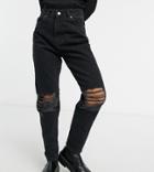 Dr Denim Petite Nora Relaxed Fit Jeans With Extreme Rips In Black