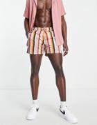 Topman Stripe Swim Shorts In Multicolor